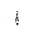 Electroplate Brass Pendant Bails, Leaf, Platinum, 15x5.3x5.8mm, Pin: 1mm(KK-WH0046-20)