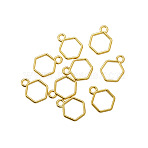 Alloy Open Back Bezel Pendants, for DIY UV Resin, Epoxy Resin, Hexagon, Golden, 15.5x11x2mm, Hole: 1.8mm(FIND-WH0191-48G)