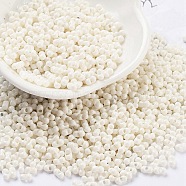 Baking Paint Glass Seed Beads, Peanut, Floral White, 2x4.5x2mm, Hole: 0.8~0.9mm, about 15000pcs/pound(SEED-A033-05D)