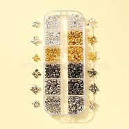 DIY Jewelry Making Finding Kit, Including Iron Bead Tips & Crimp Beads Covers, Mixed Color, 3~8x3~4mm, Inner Diameter: 1.2~3mm, 600Pcs/box(IFIN-FS0001-16)