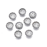 304 Stainless Steel Bead Caps, Multi-Petal, Flower, Stainless Steel Color, 10x3mm, Hole: 0.9mm(STAS-S057-50B-P)