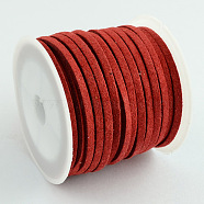 Faux Suede Cord, Faux Suede Lace, Red, 3x1.5mm, about 5.46 yards(5m)/roll, 25rolls/bag(LW-R003-22)