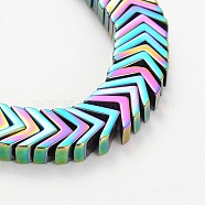 Electroplate Non-magnetic Synthetic Hematite Beads Strands, Arrow/Chevron, Multi-color Plated, 4x7x3mm, Hole: 1mm, about 239pcs/strand, 16.14 inch(G-L268-05H)