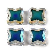 Two Tone Glass Beads, Temperature Sensing Color Changing Beads, Square, Clear, 11x11x6mm, Hole: 1.2mm(GLAA-Z007-08A)