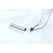 Clear Cubic Zirconia Column Urn Ashes Pendant Necklace, Stainless Steel Memorial Jewelry for Men Women, Stainless Steel Color, 19.69 inch(50cm)(BOTT-PW0002-001P)