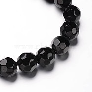 Faceted(32 Facets) Round Glass Bead Strands, Black, 6mm, Hole: 1mm, about 50pcs/strand, 10.6 inch(X-GLAA-M031-02-6mm)