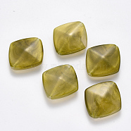 Imitation Gemstone Acrylic Beads, with Glitter Powder, Rhombus, Yellow Green, 30x27.5x11mm, Hole: 2.5mm, Diagonal Length: 30mm, Side Length: 25mm, about 134pcs/500g(OACR-R075-05B-04)