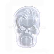 DIY Halloween Themed Display Decoration Silicone Molds, Resin Casting Molds, Skull, White, 156~158x98~103x22mm(HAWE-PW0001-015D)