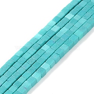 Natural Agate Beads Strands, Dyed, Cube, Dark Turquoise, 2x2x2mm, Hole: 1mm, about 150pcs/strand, 15.08 inch(38.3cm)(G-M422-A01-04D)