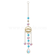 Glass Teardrop Pendant Decoration, Hanging Suncatchers, with Glass Octagon Link and Metal Link, for Home Window Decoration, Eye, 300mm(PW-WG75590-03)