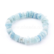 Chips Natural Aquamarine Beads Stretch Bracelets, Inner Diameter: 2-1/8 inch(5.5cm)(X-BJEW-JB05989)