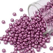 TOHO Round Seed Beads, Japanese Seed Beads, Frosted, (563F) Hot Pink Galvanized Matte, 8/0, 3mm, Hole: 1mm, about 1110pcs/50g(SEED-XTR08-0563F)