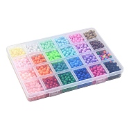 24 Colors Opaque Acrylic Beads, Round, Mixed Color, 6x5mm, Hole: 1.8mm, about 65pcs/color(MACR-YW0002-95)