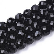 Natural Black Tourmaline Beads Strands, Faceted, Round, 5.5~6x6mm, Hole: 1mm, about 32pcs/strand, 7.48 inch(X-G-S345-6mm-002)