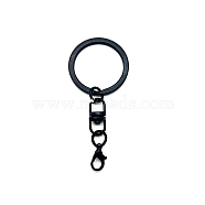 Spray Painted Iron Keychain Swivel Clasps, with Lobster Claw Clasps, Black, 66.5mm(FIND-WH0111-355B)