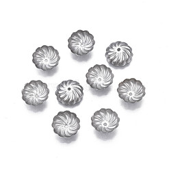 Non-Tarnish 304 Stainless Steel Bead Caps, Multi-Petal, Flower, Stainless Steel Color, 10x3mm, Hole: 0.9mm(STAS-S057-50B-P)