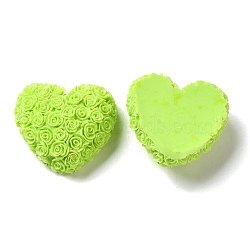 Opaque Resin Cabochons, Heart, Green Yellow, 22.5x25x11mm(RESI-C024-02E)