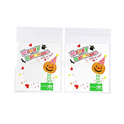 Halloween Theme Plastic Bakeware Bag, with Self-adhesive, for Chocolate, Candy, Cookies, Square, Linen, 130x100x0.2mm, about 100pcs/bag(OPP-Q004-01A)