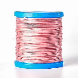Round Waxed Cords, Micro Macrame Cord, Polyester Leather Sewing Thread, for Bracelets Making, Beading, Crafting, Bookbinding , Pink, 1mm, about 87.48 yards(80m)/roll(YC-E003-1mm-T117)