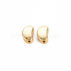 Rack Plating Brass Beads, Nickel Free, Moon, Real 18K Gold Plated, 9x5.5x4mm, Hole: 1mm(KK-S360-165)