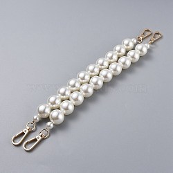 Bag Chain Straps, with ABS Plastic Imitation Pearl Beads and Light Gold Zinc Alloy Swivel Clasps, for Bag Replacement Accessories, White, 29cm(AJEW-P076-09)