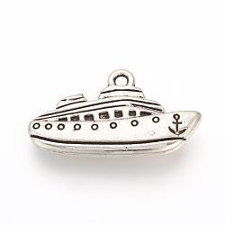 Tibetan Style Alloy Pendants, Ship, Cadmium Free & Lead Free, Antique Silver, 15x25x3mm, Hole: 1.5mm, about 335pcs/1000g(TIBEP-Q076-027AS-RS)