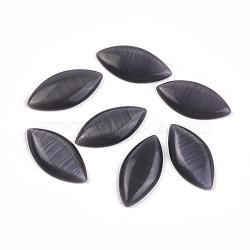 Cat Eye Cabochons, Black, Oval/Rice, about 10mm wide, 20mm long, 3mm thick(X-CE043-10X20-33)