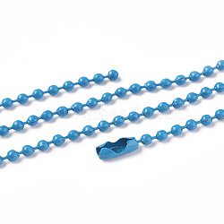 Iron Ball Bead Chains, Soldered, with Iron Ball Chain Connectors, Sea Green, 28 inch, 2.4mm(CH-E002-2.4mm-2A)