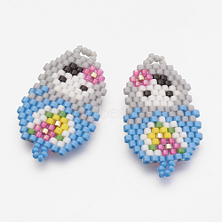 MIYUKI & TOHO Handmade Japanese Seed Beads Links, Girl Pattern, Sky Blue, 30x17x2mm, Hole: 1~2mm(X-SEED-G002-232-5)