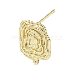 Brass Stur Earring Findings, Irregular Grain, Real 14K Gold Plated, 16x12mm, Hole: 0.7mm, Pin: 12mm(KK-R154-06G)