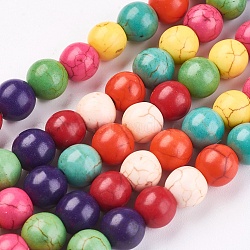 Synthetic Turquoise Beads Strands, Dyed, Round, Mixed Color, 4mm, Hole: 1mm, about 110pcs/strand, 15.6 inch(TURQ-G106-4mm-02P)