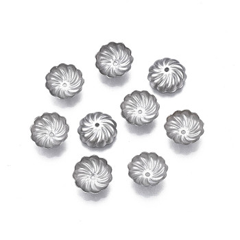 304 Stainless Steel Bead Caps, Multi-Petal, Flower, Stainless Steel Color, 10x3mm, Hole: 0.9mm