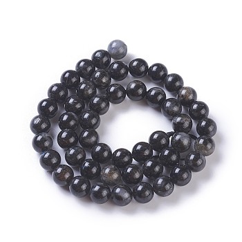 Natural Glaucophane Beads Strands, Round, 8mm, Hole: 1mm, about 49~51pcs/strand, 15.3 inch~15.75 inch(39~40cm)