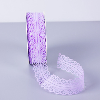 25 Yards Flat Cotton Lace Trims, Flower Lace Ribbon for Sewing and Art Craft Projects, Lilac, 1-1/8 inch(30mm), 25 Yards/Roll