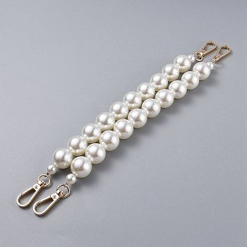 Bag Chain Straps, with ABS Plastic Imitation Pearl Beads and Light Gold Zinc Alloy Swivel Clasps, for Bag Replacement Accessories, White, 29cm