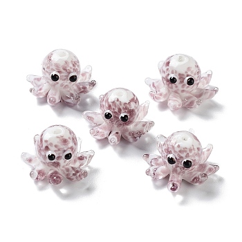 Handmade Bumpy Lampwork Beads Strands, Octopus, Rosy Brown, 15x25x4mm, Hole: 1.4mm