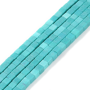 Natural Agate Beads Strands, Dyed, Cube, Dark Turquoise, 2x2x2mm, Hole: 1mm, about 150pcs/strand, 15.08 inch(38.3cm)