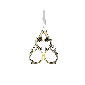 Stainless Steel Scissors, Embroidery Scissors, Sewing Scissors, with Zinc Alloy Handle, Antique Bronze, 110x55mm