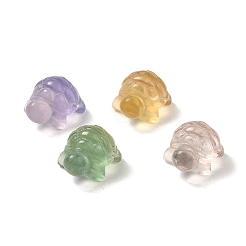 Natural Fluorite Carved Healing Tortoise Figurines, Reiki Stones Statues for Energy Balancing Meditation Therapy, Random Color, 19x14mm