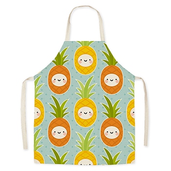 Easter Theme Flax Sleeveless Apron, with Double Shoulder Belt, Light Green, 700x600mm