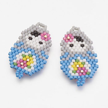 MIYUKI & TOHO Handmade Japanese Seed Beads Links, Girl Pattern, Sky Blue, 30x17x2mm, Hole: 1~2mm