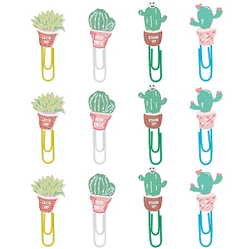 80Pcs Plant Shape Iron Paperclips, Cute Paper Clips, Funny Bookmark Marking Clips, Mixed Color, 47~50.5x16.5~23x3.5mm