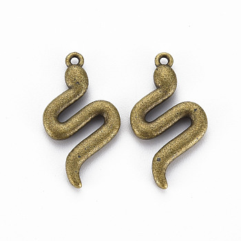 Tibetan Style Alloy Pendants, Cadmium Free & Lead Free, Snake, Antique Bronze, 24x13x3mm, Hole: 1.2mm