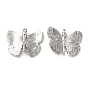 Brass Pendants, Butterfly Charm, Real Platinum Plated, 19x24x3mm, Hole: 1.4mm