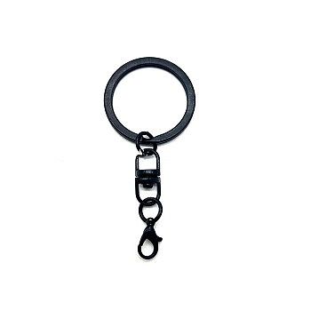 Spray Painted Iron Keychain Swivel Clasps, with Lobster Claw Clasps, Black, 66.5mm