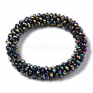 Faceted Electroplate Glass Beads Stretch Bracelets(BJEW-S144-002G-03)-2