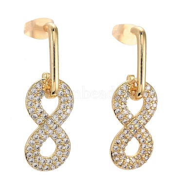 Clear Number Brass Stud Earrings