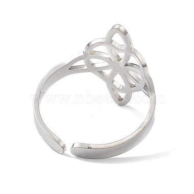 coeur avec noeud de marin 304 anneau de manchette ouvert creux en acier inoxydable pour femme(RJEW-E073-02P)-3