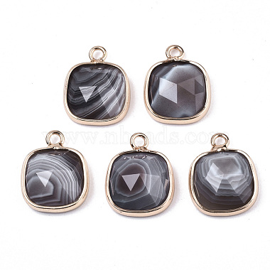 Light Gold Square Botswana Agate Charms