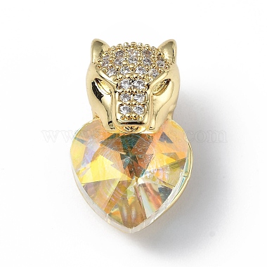 Real 18K Gold Plated Sandy Brown Leopard Brass+Cubic Zirconia Pendants